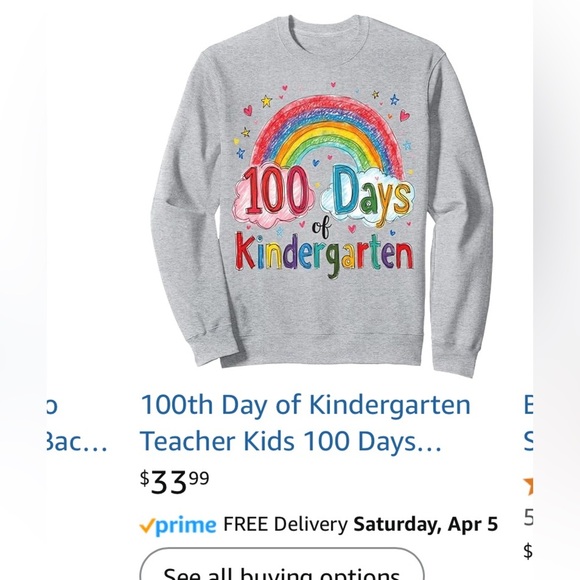 NEW- Grey  teacher”100 Days of Kindergarten”
Beautiful & Soft - Picture 1 of 7